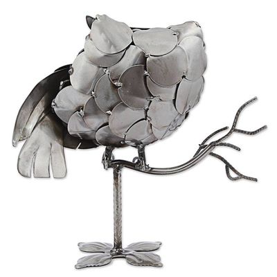 Alternate image for Eco-Friendly Recycled Auto Part Sculpture of an Owl Owl on a Branch