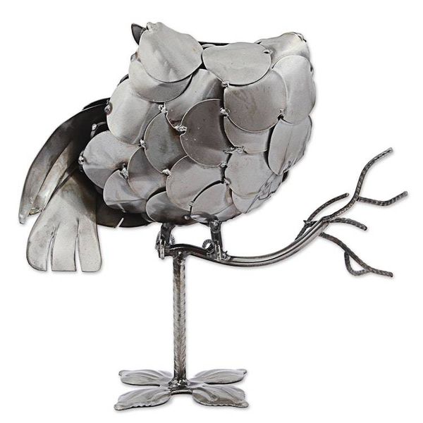Alternate image for Eco-Friendly Recycled Auto Part Sculpture of an Owl Owl on a Branch