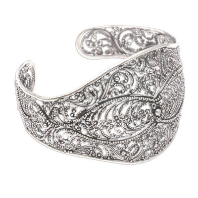 Alternate image for Handmade Balinese Sterling Silver Cuff Bracelet Elegant Affection