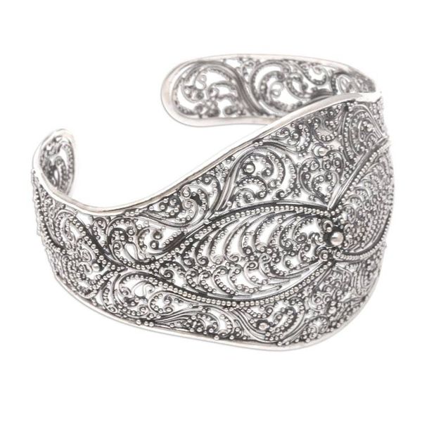 Alternate image for Handmade Balinese Sterling Silver Cuff Bracelet Elegant Affection