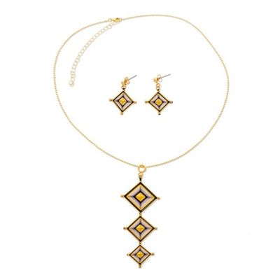 Alternate image for Gold-Plated Handwoven Mandala Necklace Earrings Jewelry Set Mandala Diamonds