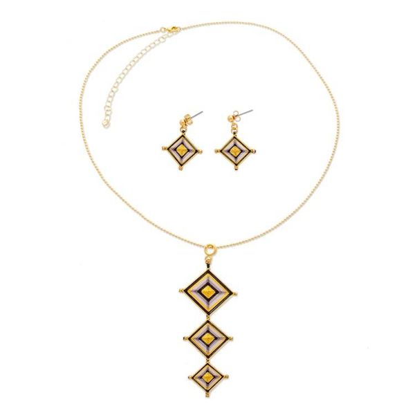 Alternate image for Gold-Plated Handwoven Mandala Necklace Earrings Jewelry Set Mandala Diamonds