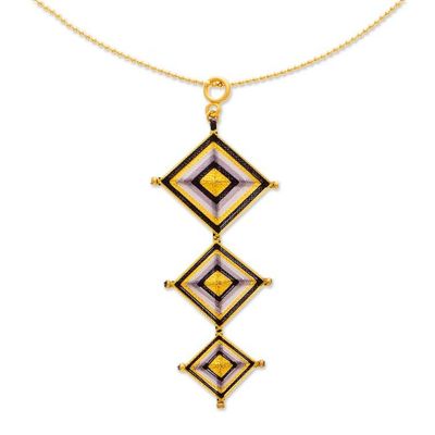 Alternate image for Gold-Plated Handwoven Mandala Necklace Earrings Jewelry Set Mandala Diamonds