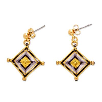 Alternate image for Gold-Plated Handwoven Mandala Necklace Earrings Jewelry Set Mandala Diamonds