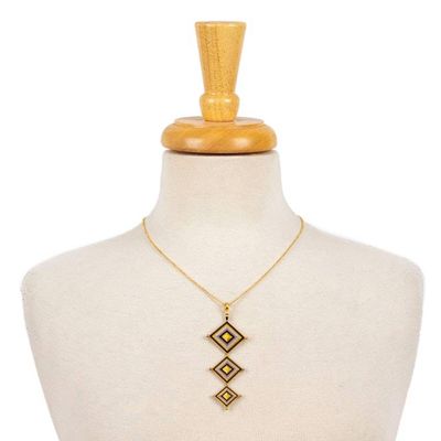 Alternate image for Gold-Plated Handwoven Mandala Necklace Earrings Jewelry Set Mandala Diamonds