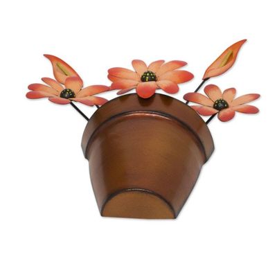 Alternate image for Mexico Fair Trade Iron Daisy Floral Wall Sculpture Bright Daisy
