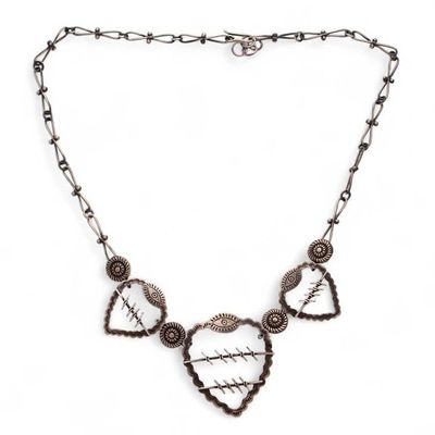 Alternate image for Mexican Hearts Artisan Crafted Sterling Silver Necklace Freedom Hearts