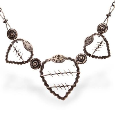 Alternate image for Mexican Hearts Artisan Crafted Sterling Silver Necklace Freedom Hearts