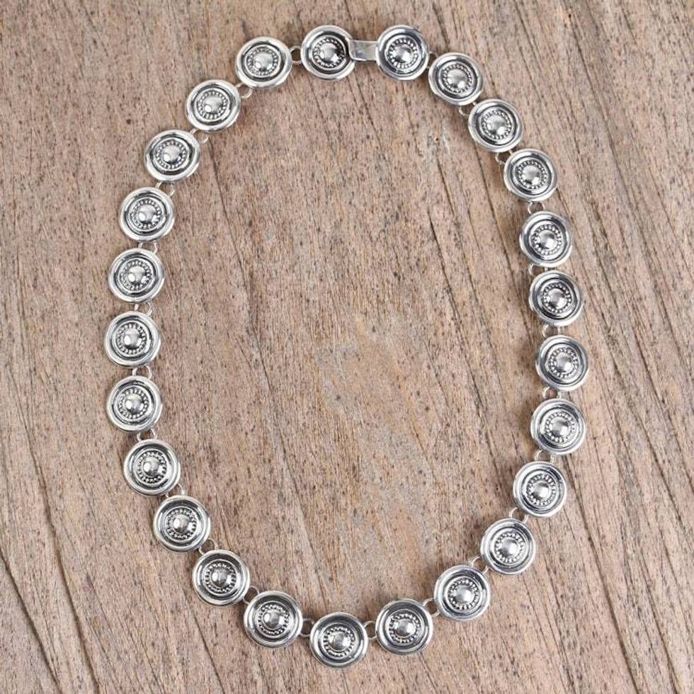 Handcrafted Sterling Silver Sombrero Motif Link Necklace 'Ol'