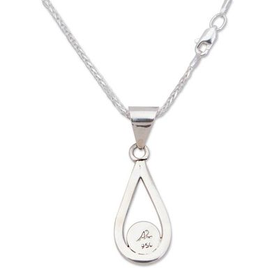 Alternate image for Natural Turquoise Handcrafted Textured Taxco Silver Necklace Luminous Rain