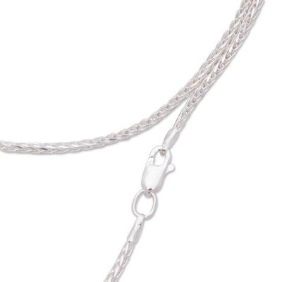Alternate image for Natural Turquoise Handcrafted Textured Taxco Silver Necklace Luminous Rain