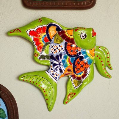 Primary image for Hand-Painted Ceramic Fish Wall Sculpture from Mexico Green Angelfish