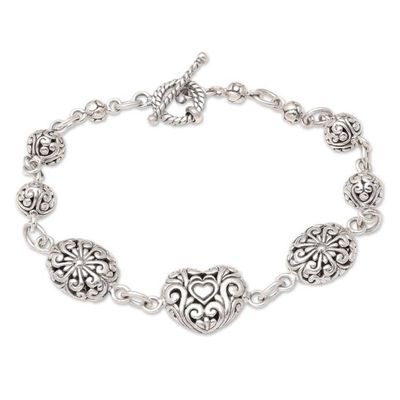Alternate image for Handmade Balinese Sterling Silver Link Bracelet from Bali Swirls of Love