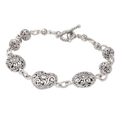 Alternate image for Handmade Balinese Sterling Silver Link Bracelet from Bali Swirls of Love