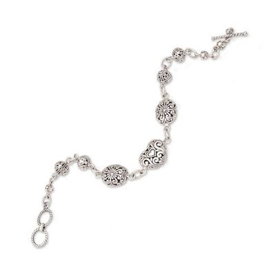 Alternate image for Handmade Balinese Sterling Silver Link Bracelet from Bali Swirls of Love