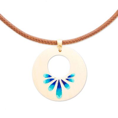 Alternate image for Hand-Painted Wood Pendant Necklace with Hummingbird Motif Hummingbird Love