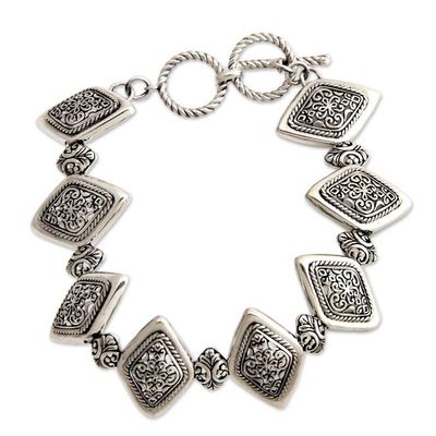 Alternate image for Artisan Jewelry Sterling Silver Link Bracelet Ubud Rice Field