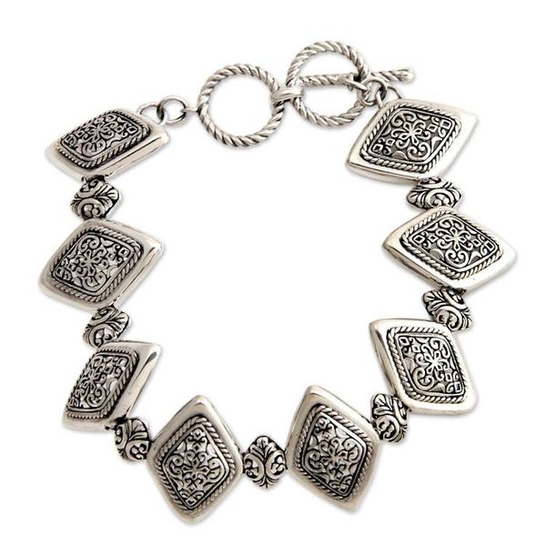 Alternate image for Artisan Jewelry Sterling Silver Link Bracelet Ubud Rice Field