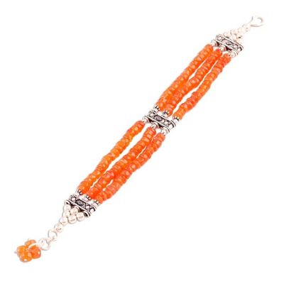 Alternate image for Handcrafted Sterling Silver Wristband Carnelian Bracelet Glow of Love