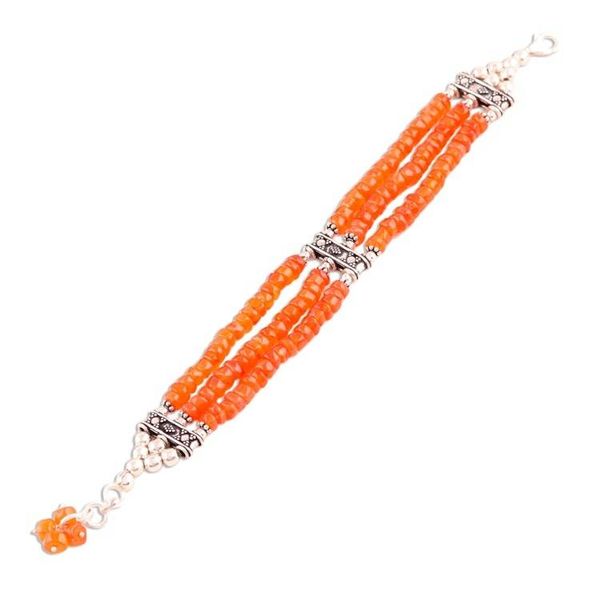 Alternate image for Handcrafted Sterling Silver Wristband Carnelian Bracelet Glow of Love