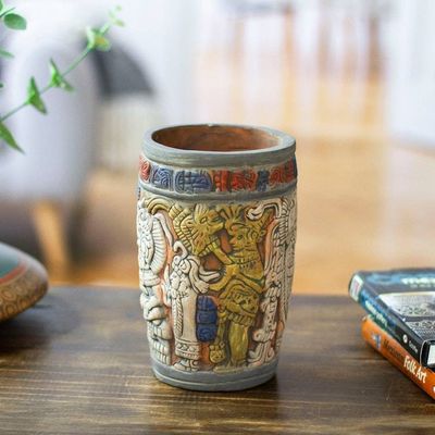 Alternate image for Hand Crafted Archaeology Museum Replica Ceramic Vase Maya King of Tikal