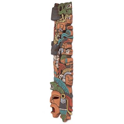 Alternate image for Hand Painted Ceramic Mayan Mask from Mexico Prehispanic History