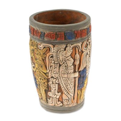 Alternate image for Hand Crafted Archaeology Museum Replica Ceramic Vase Maya King of Tikal
