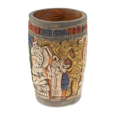 Alternate image for Hand Crafted Archaeology Museum Replica Ceramic Vase Maya King of Tikal