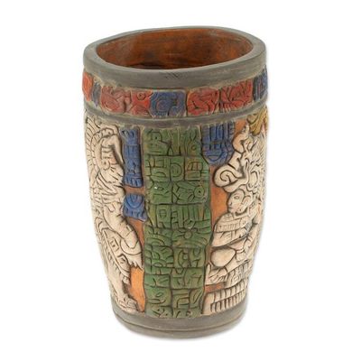 Alternate image for Hand Crafted Archaeology Museum Replica Ceramic Vase Maya King of Tikal