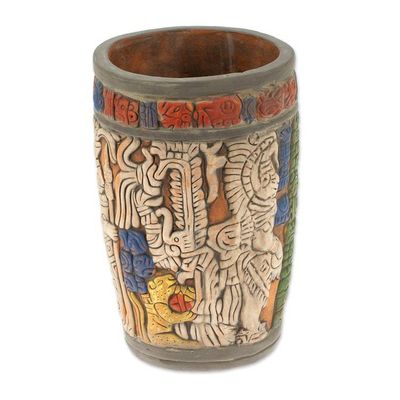 Alternate image for Hand Crafted Archaeology Museum Replica Ceramic Vase Maya King of Tikal