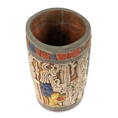 Alternate image for Hand Crafted Archaeology Museum Replica Ceramic Vase Maya King of Tikal