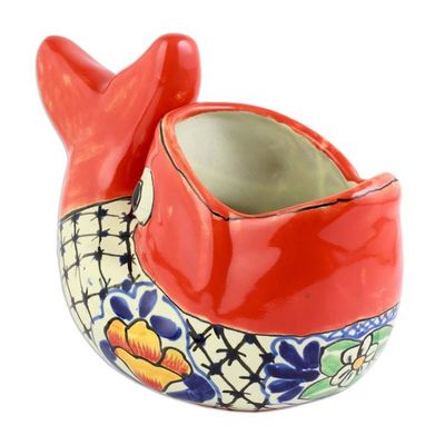 Alternate image for Mexican Hand Painted Talavera Style Fish Planter Talavera Goldfish