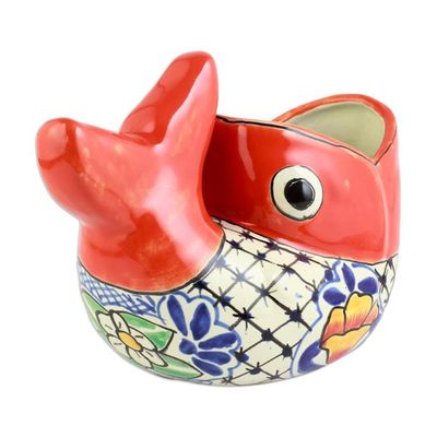 Alternate image for Mexican Hand Painted Talavera Style Fish Planter Talavera Goldfish