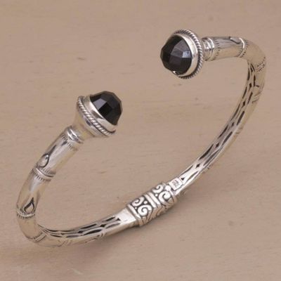Primary image for Sterling Silver and Onyx Hinged Balinese Cuff Bracelet Talk to Me