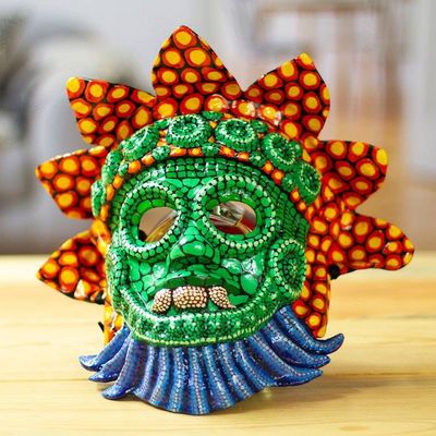 Alternate image for Handcrafted Mexican Rain God Mask in Papier Mache Rain God in Colors