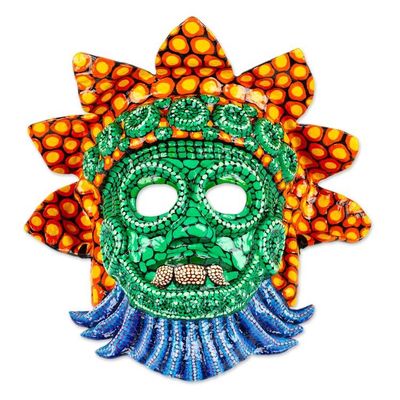 Alternate image for Handcrafted Mexican Rain God Mask in Papier Mache Rain God in Colors