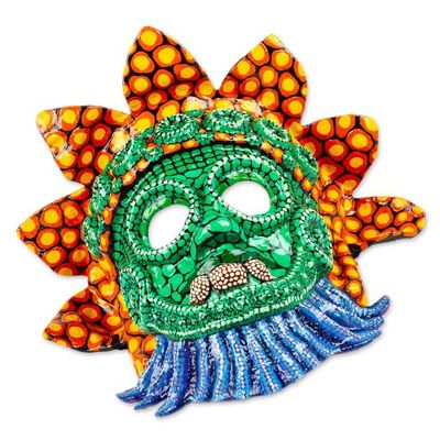 Alternate image for Handcrafted Mexican Rain God Mask in Papier Mache Rain God in Colors