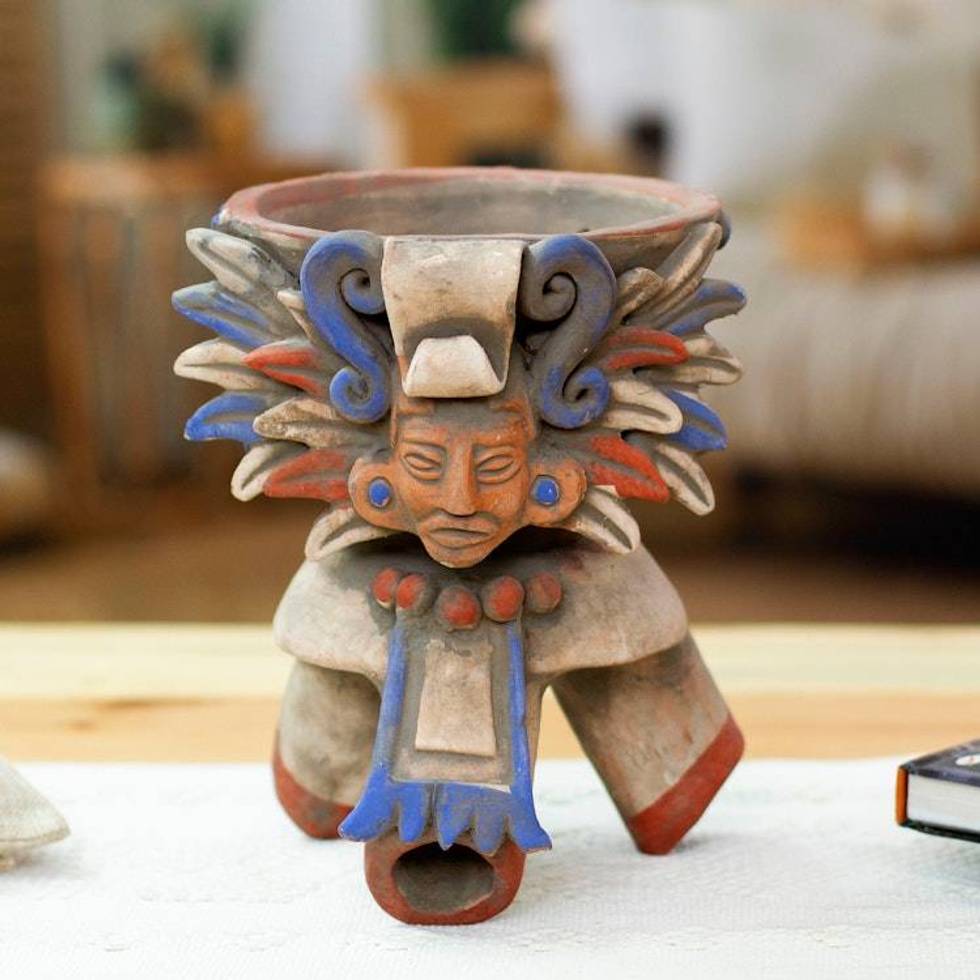 Handcrafted Ceramic Incense Holder from Mexico 'Eagle Omen'