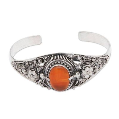 Alternate image for Ornate Balinese Carnelian and Sterling Silver Cuff Bracelet Bright Balinese Magic