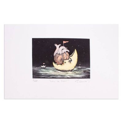 Primary image for Surreal Moon Aquatint Print Paper Moon