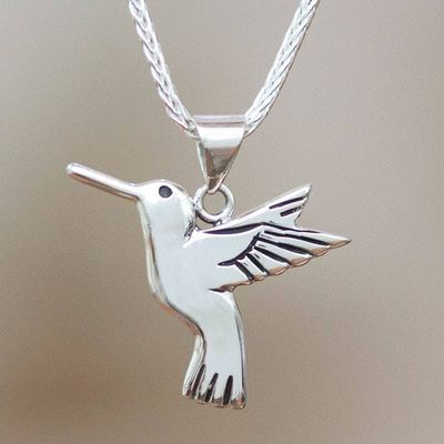 Primary image for Hand Made Fine Silver Bird Necklace from Mexico Hummingbird Secrets