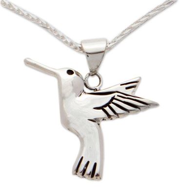 Alternate image for Hand Made Fine Silver Bird Necklace from Mexico Hummingbird Secrets