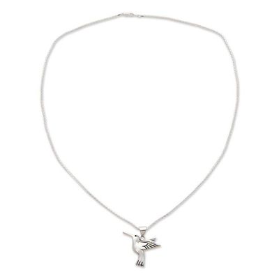 Alternate image for Hand Made Fine Silver Bird Necklace from Mexico Hummingbird Secrets