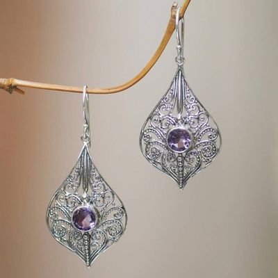 Primary image for Balinese Style Amethyst and Sterling Silver Dangle Earrings Shine On