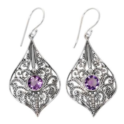 Alternate image for Balinese Style Amethyst and Sterling Silver Dangle Earrings Shine On