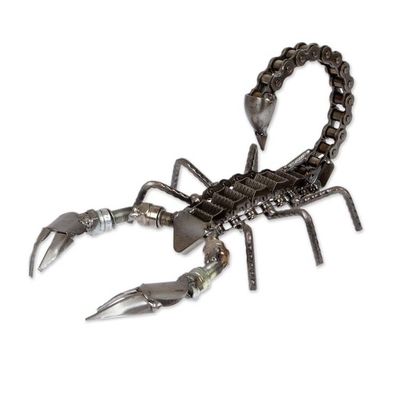 Alternate image for Modern Scorpion Sculpture Handcrafted from Recycled Metal Fearless Scorpion