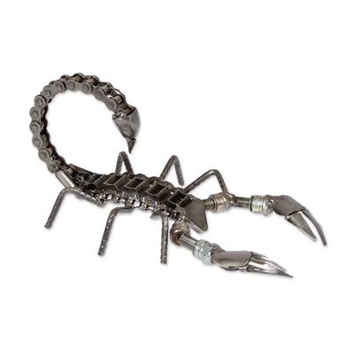 Alternate image for Modern Scorpion Sculpture Handcrafted from Recycled Metal Fearless Scorpion