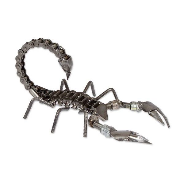 Alternate image for Modern Scorpion Sculpture Handcrafted from Recycled Metal Fearless Scorpion