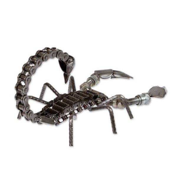 Alternate image for Modern Scorpion Sculpture Handcrafted from Recycled Metal Fearless Scorpion