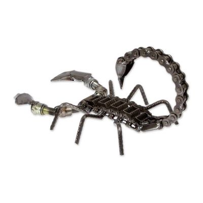 Alternate image for Modern Scorpion Sculpture Handcrafted from Recycled Metal Fearless Scorpion